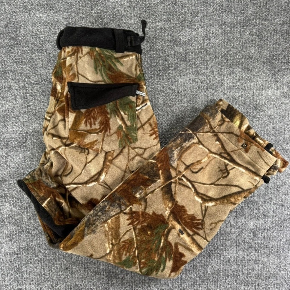 Stormkloth Cargo Pants Kids Large RealTree Camo Fleece Outdoor Hunting Brown